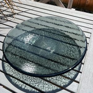 Fire and Light Recycled Glass 17 inch Zen Bowl *VERY RARE GRAY* Shallow Bowl